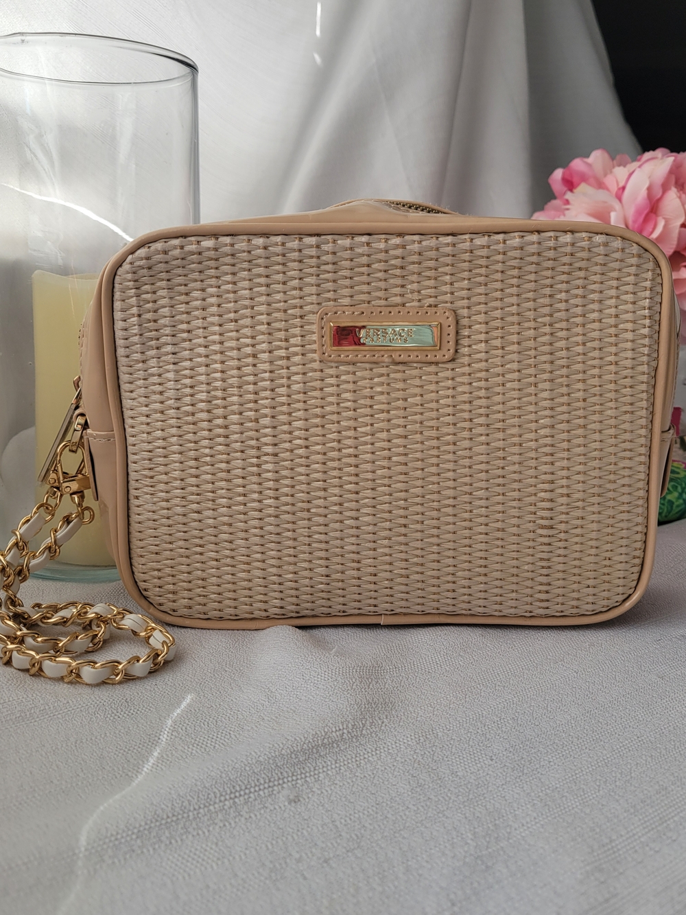 Versace Parfume Bag Upcycled with Gold Chain Wristlet - Picture 1 of 5